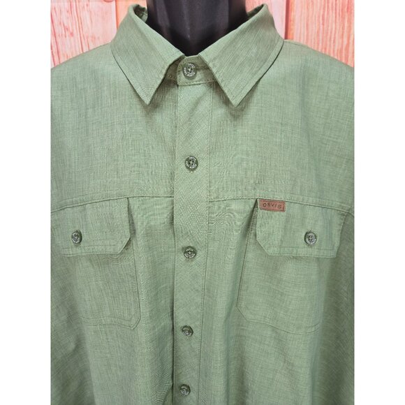 Orvis Mens Green Short Sleeve Button-Up Shirt XXL - Picture 3 of 8